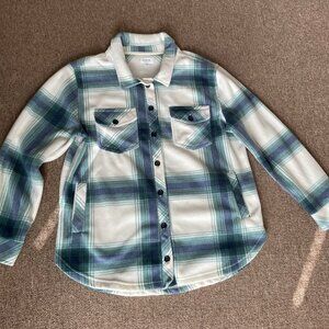 Cream, Blue, and Green Shirt Jacket Size XL